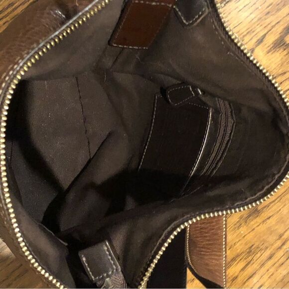 COACH Brown Tumbled Leather Crossbody Tote Shoulder Bag Exterior Zipper Pocket - Picture 8 of 16